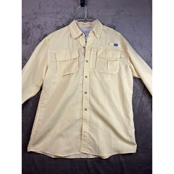 Aftco Shirt Men's Medium Button-Down‎ Yellow Vented Fishing Apparel Outdoor - Picture 1 of 5